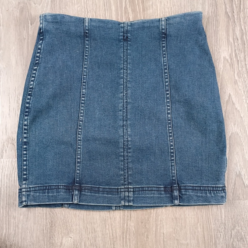 Free People Skirt 4 Women's Straight Pencil Cut Mini Denim Blue Modern Femme‎